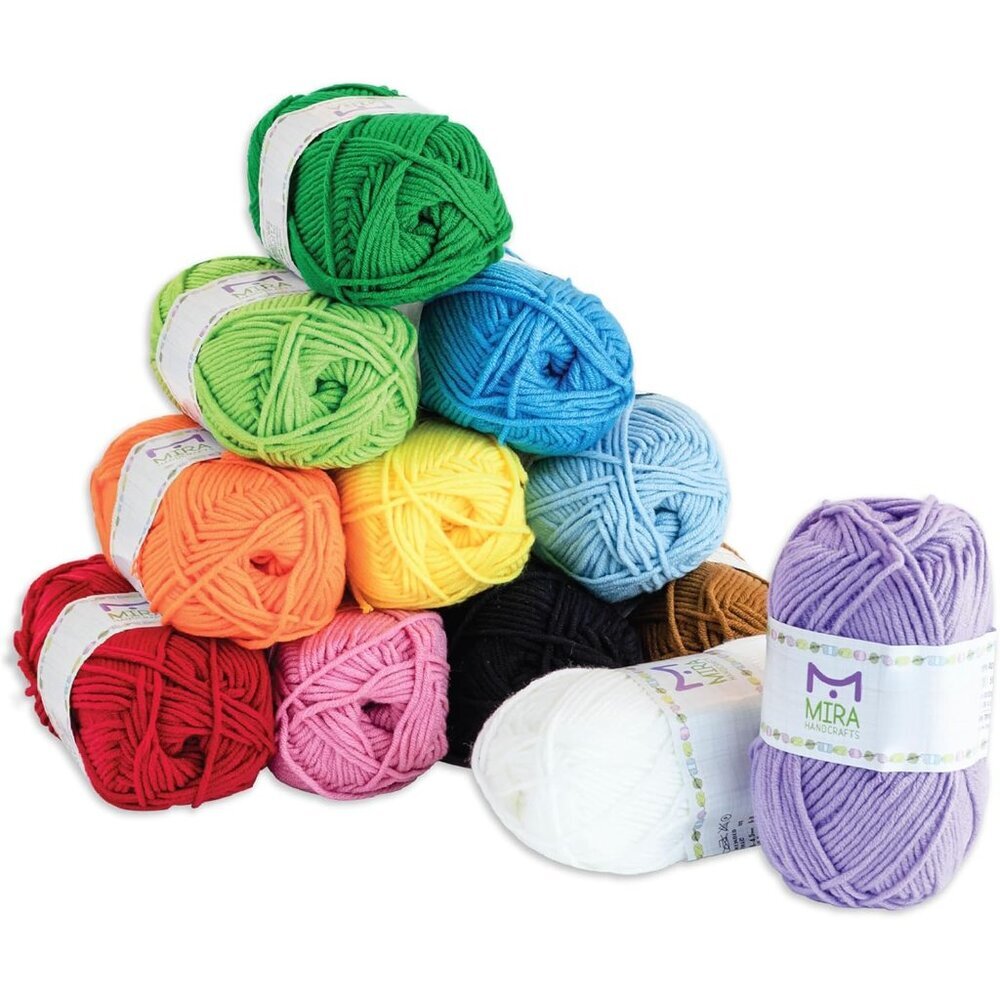 12 Acrylic Yarn Skeins - Crochet and Knitting Starter Kit for Colorful Arts and